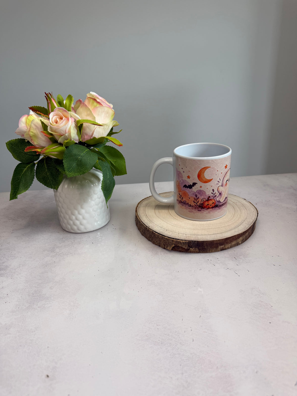 NEU Kawaii Halloween Tasse – Süßer Geist & Skelett