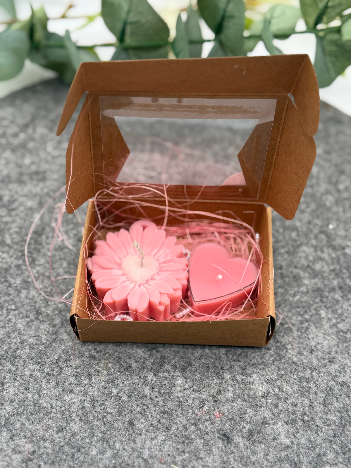💗 Handgemachtes Kerzen-Geschenkset „Pink Bloom“  Herz & Blume ✨