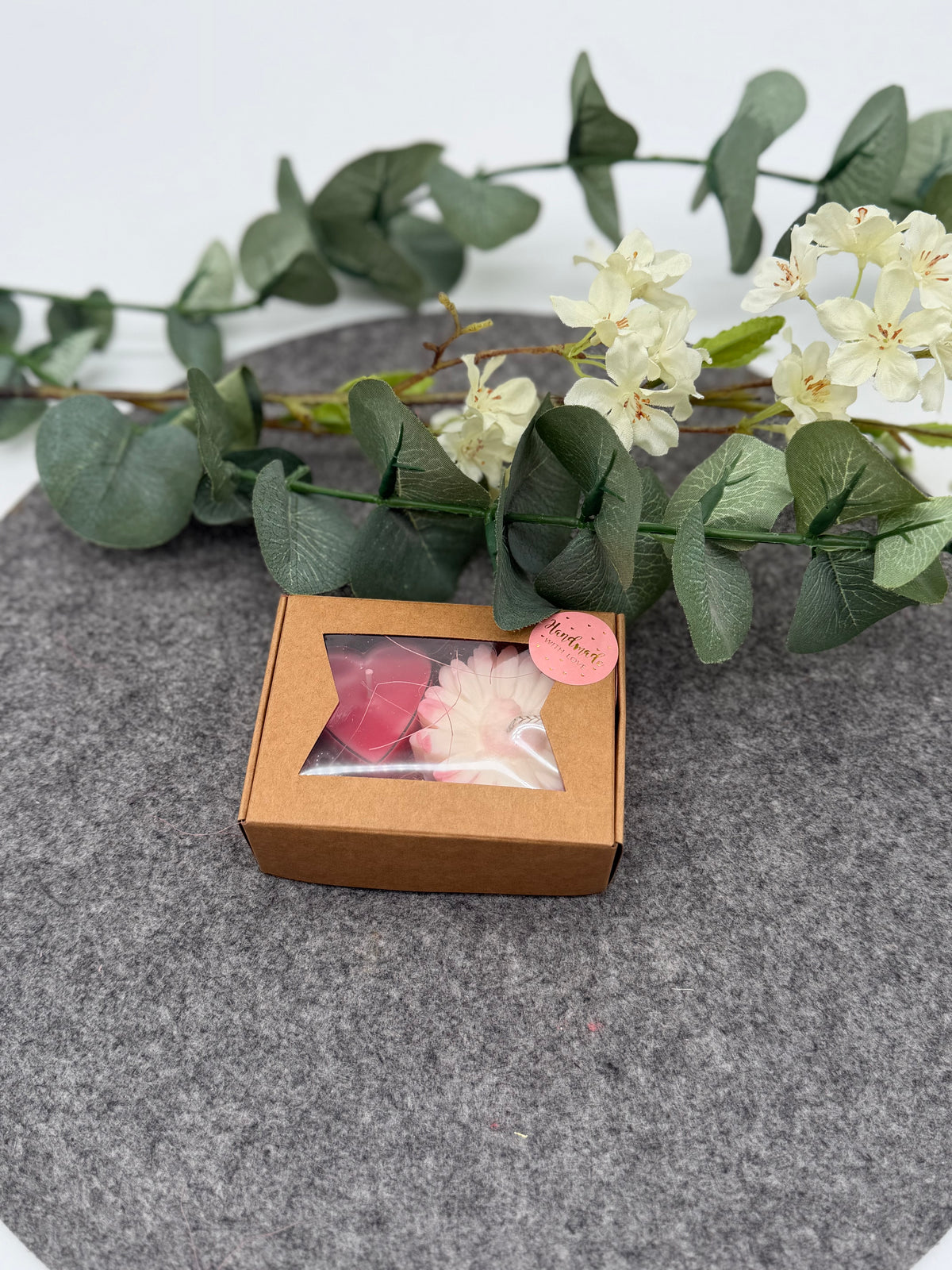 💗 Handgemachtes Kerzen-Geschenkset „Pink Bloom“  Herz & Blume ✨