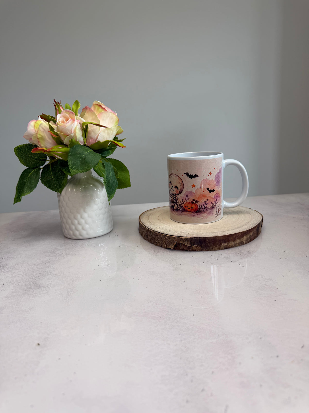 NEU Kawaii Halloween Tasse – Süßer Geist & Skelett