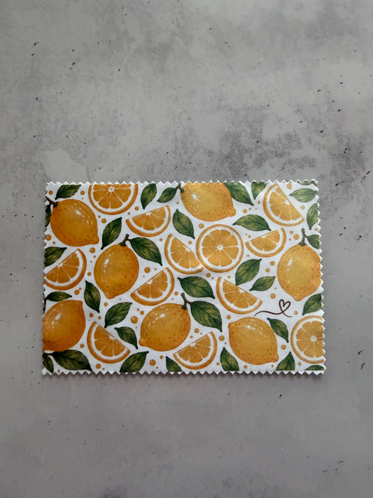 Brillenputztuch Zitronen 🍋 | Reinigungstuch für Brille, Handy & Display | 15 × 10 cm