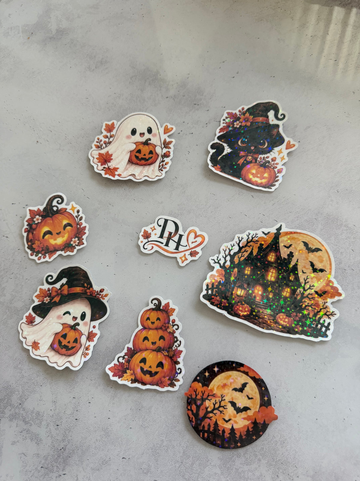 Halloween Sticker – Kawaii Geister, Kürbisse, Katze & Spukhaus