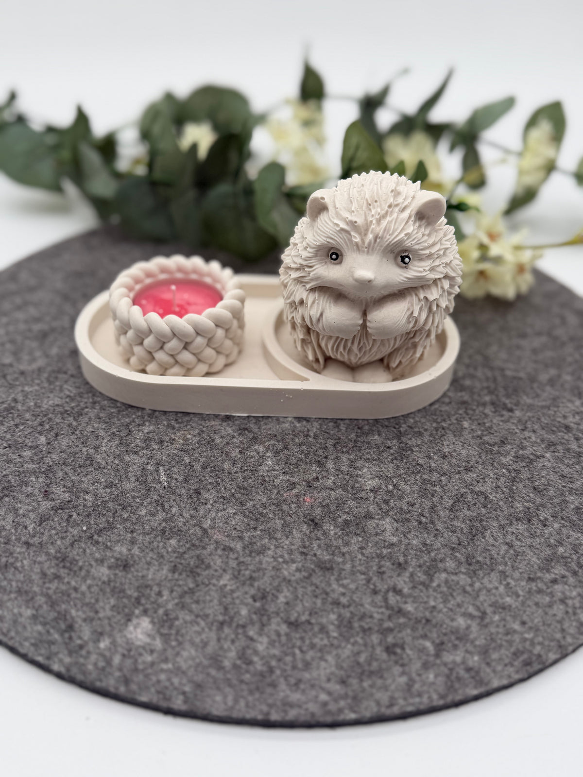 Igel Deko Set mit Jesmonite Schale | Handgegossen | Modernes Wohnaccessoire
