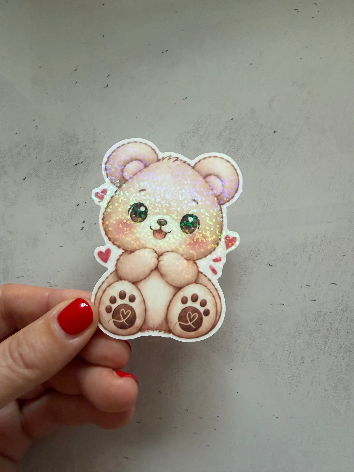 Benny  Süße Teddybär Glitzer-Sticker | mehrere  Motive & verschiedene Farben | Holografische Aufkleber