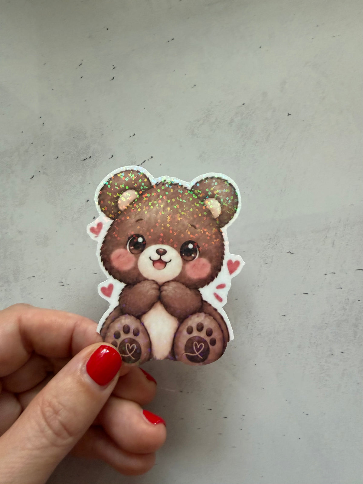 Benny  Süße Teddybär Glitzer-Sticker | mehrere  Motive & verschiedene Farben | Holografische Aufkleber