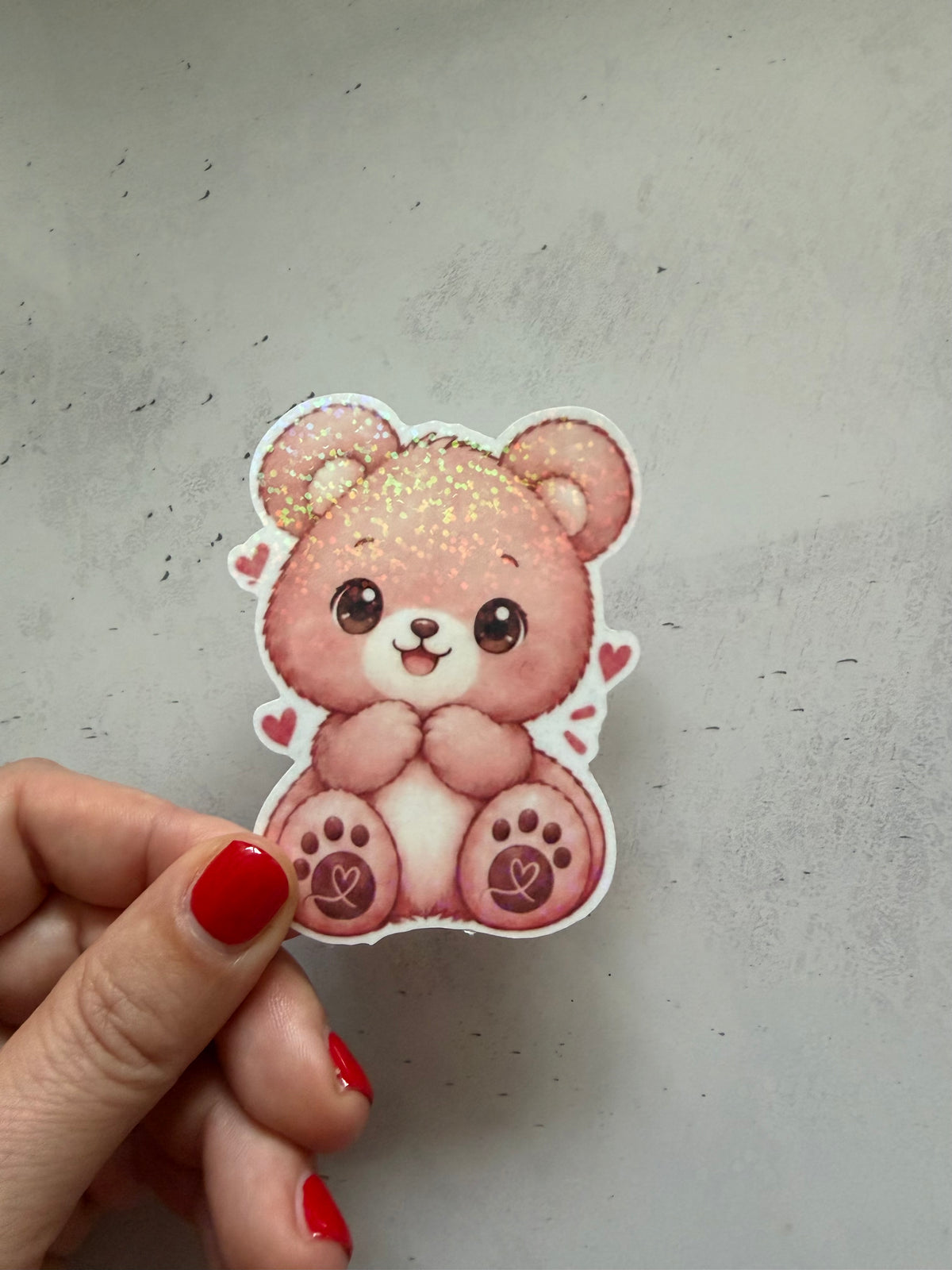 Benny  Süße Teddybär Glitzer-Sticker | mehrere  Motive & verschiedene Farben | Holografische Aufkleber
