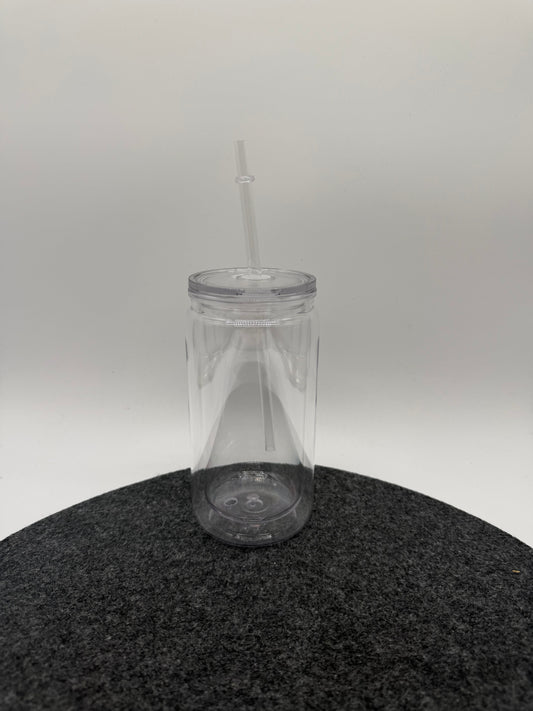 16 oz Doppelwandiger Kunststoffbecher mit Deckel & Strohhalm – Farbe & Design nach Wahl